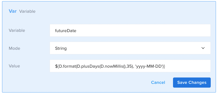 The SET Variable window