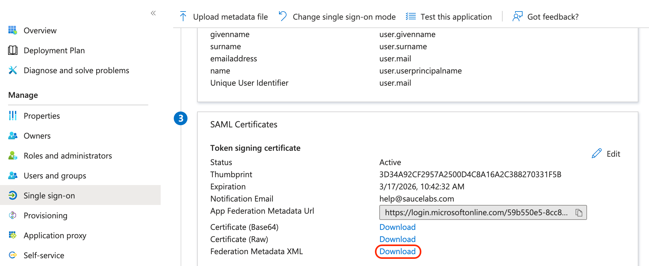 Azure: Download metadata