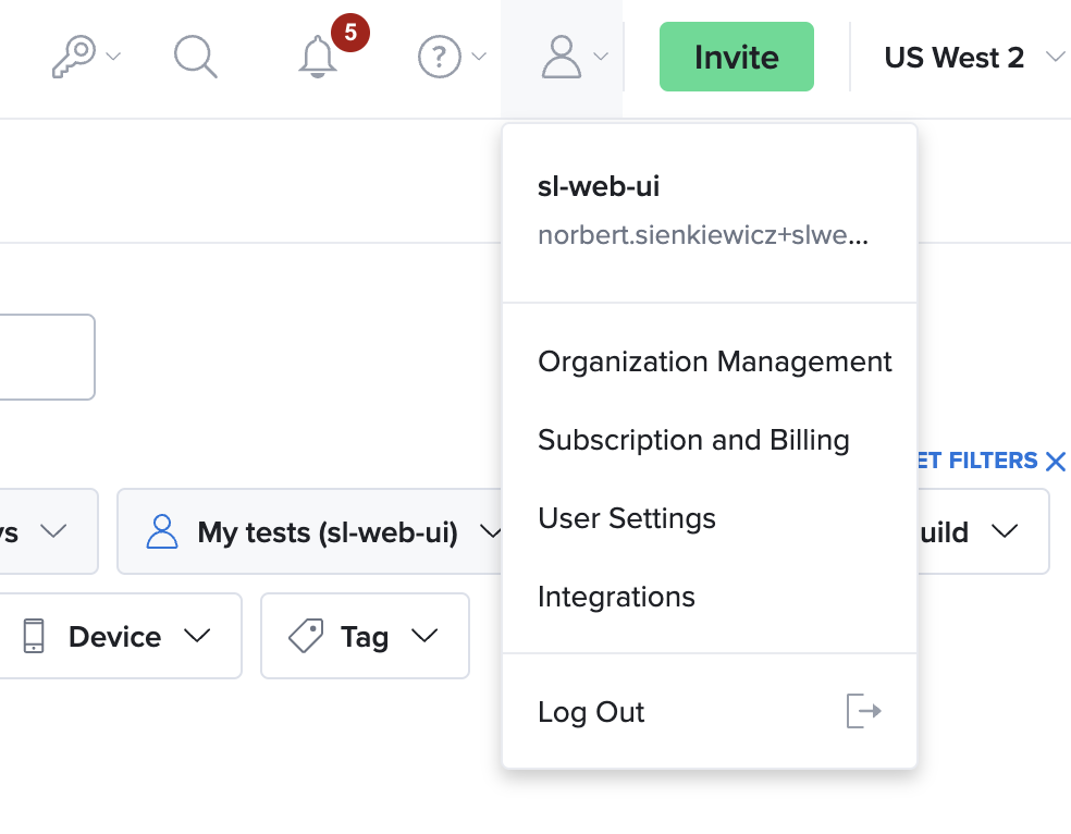 Organization Management Menu