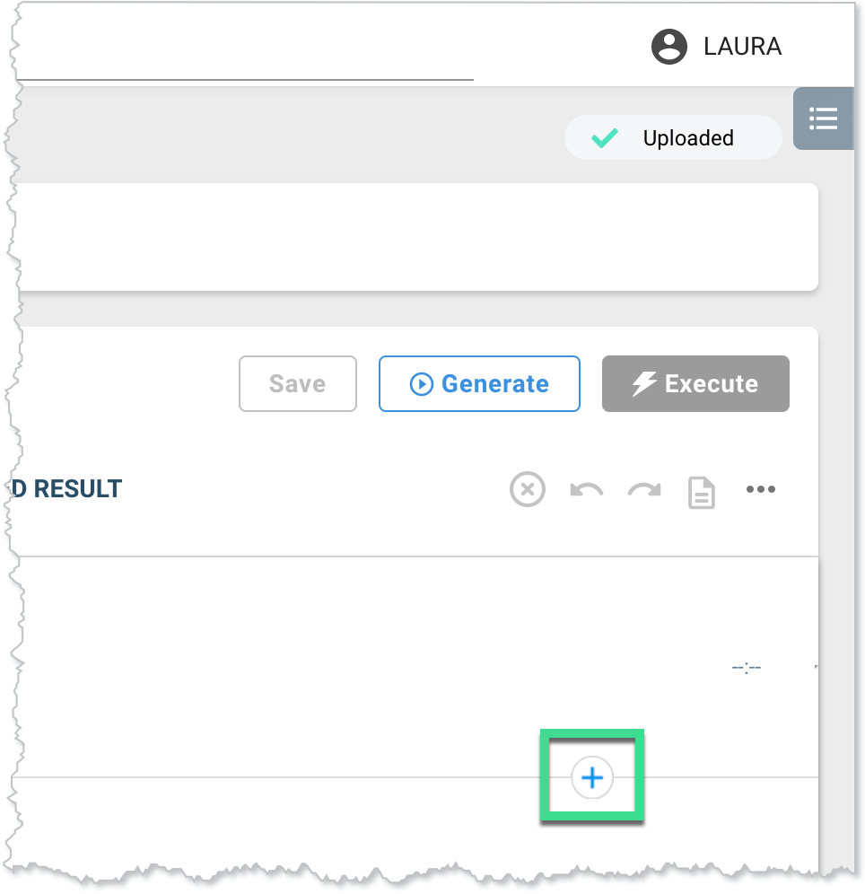 New step in the step editor - blue plus sign