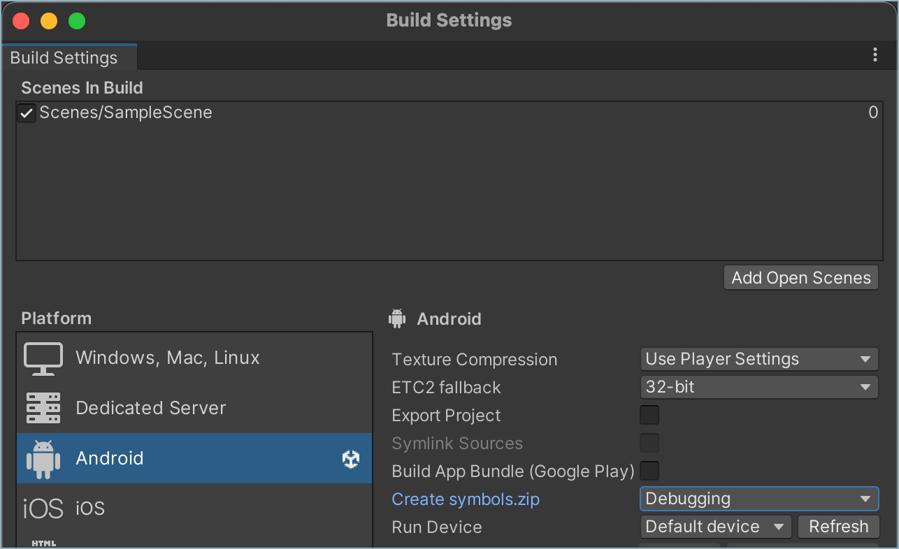 Build setting required to upload debug symbols to Backtrace for Android builds.