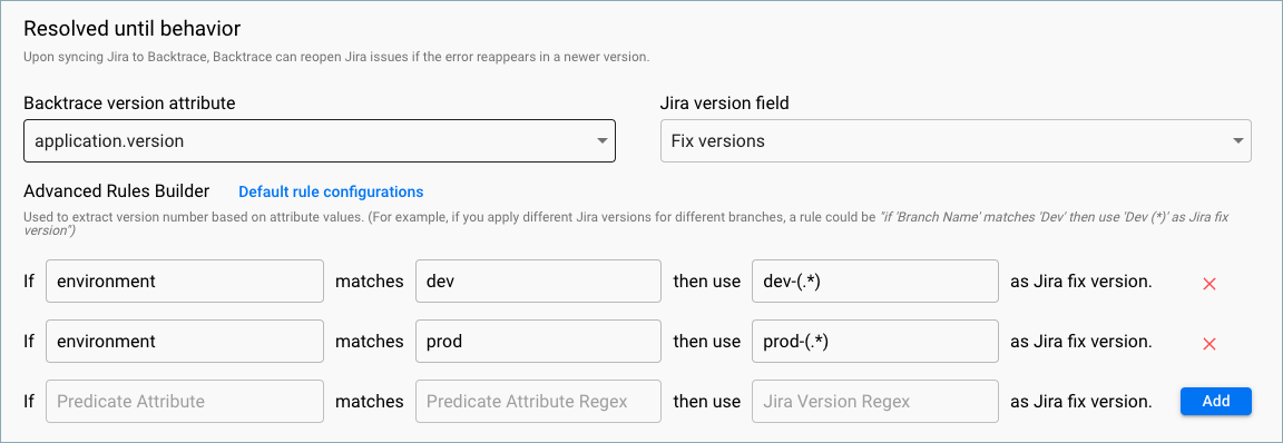 Shows how to configure advanced rules for the Resolved Until behavior.