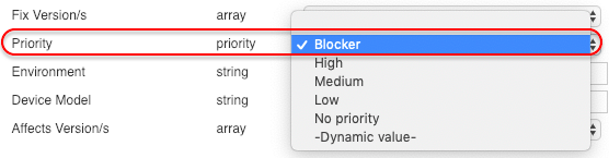 Values drop down